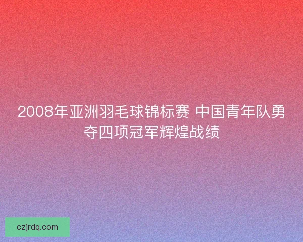 2008年亚洲羽毛球锦标赛 中国青年队勇夺四项冠军辉煌战绩